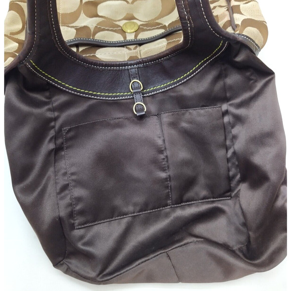 Coach Chelsea Signature Brown Canvas Leather Trim Double Handles Shoulder Bag - Picture 10 of 16